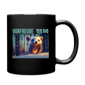 Adorable racoon in the snow - Full Colour Mug - black - Right