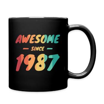 Awesome Since 1987 Geschenkidee Vintage - Tasse einfarbig - Schwarz - Rechts