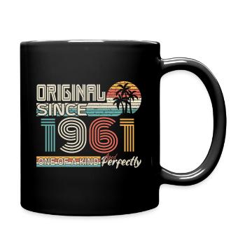 1961 birthday 1961 born in 1961 anniversary - Full Colour Mug - black - Right