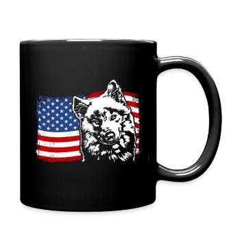 Samoyed America Flag Dog Dogs Wilsigns - Full Colour Mug - black - Right