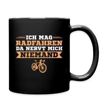 Radfahren Da nervt mich niemand Fahrrad Geschenk - Tasse einfarbig - Schwarz - Rechts