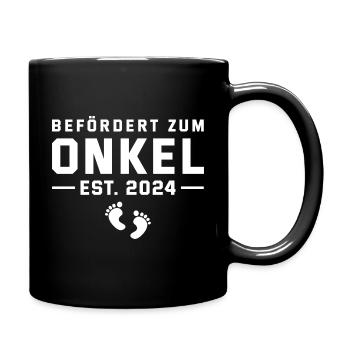 Schwangerschaftsankündigung 2024 Werdender Onkel - Tasse einfarbig - Schwarz - Rechts