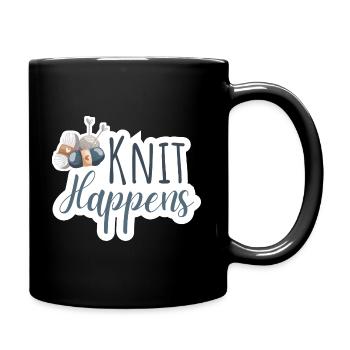 Knit Happens - für alle die gern stricken - Tasse einfarbig - Schwarz - Rechts