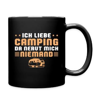 Ich liebe Camping da nervt niemand - Tasse einfarbig - Schwarz - Rechts