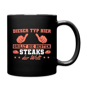 Barbecue Bestes Steak grillen Männer Grill - Tasse einfarbig - Schwarz - Rechts