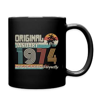 Januar 1974 Geburtstag Januar 1974 Geschenk - Tasse einfarbig - Schwarz - Rechts