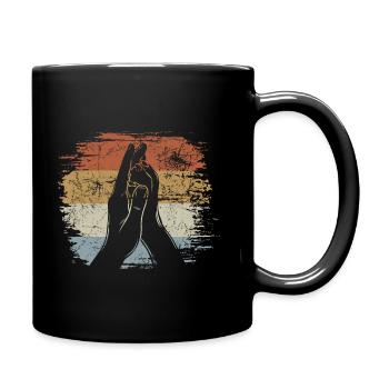 Hand + Hundepfote - High Five - Hunde Fan - Tasse einfarbig - Schwarz - Rechts