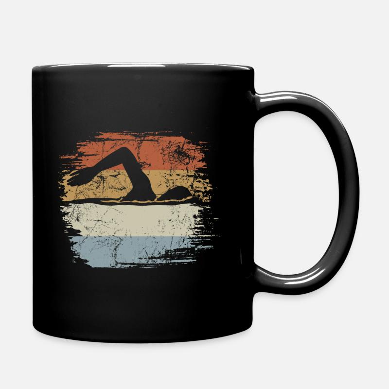 Schwimmen, Kraulen, Schwimmbad, Retro, Vintage - Tasse einfarbig - Schwarz