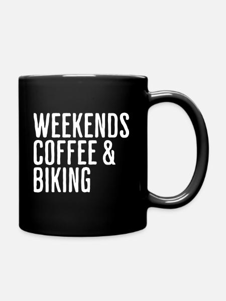 Coffee & Bike Weekend Cycling Humour - Full Colour Mug - black