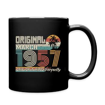 März 1957 Geburtstag März 1957 Geschenk - Tasse einfarbig - Schwarz - Rechts