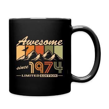 Berge Geburtsjahr 1974 geboren Geburtstag - Tasse einfarbig - Schwarz - Rechts