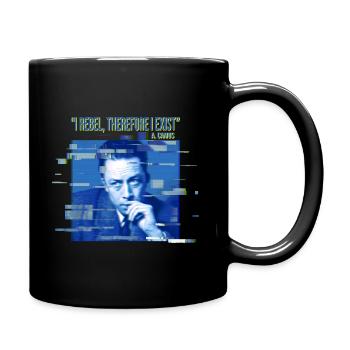 Ich rebelliere, also existiere ich. Albert Camus - Tasse einfarbig - Schwarz - Rechts