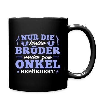 Schwangerschaft verkünden Bruder Werdender Onkel - Tasse einfarbig - Schwarz - Rechts