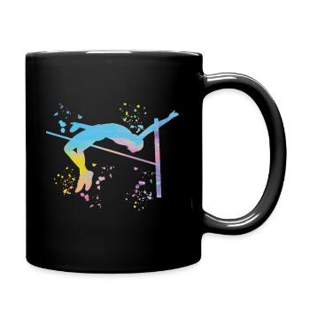 Hochspringer Wasserfarben Hochsprung - Tasse einfarbig - Schwarz - Rechts