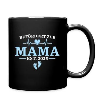Mama est. 2025 Babyparty Geschenk - Tasse einfarbig - Schwarz - Rechts
