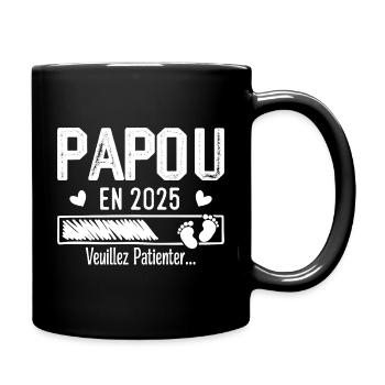 Papou en 2025 cadeau futur Papy - Mug uni - noir - Droite