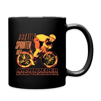 Jeder kann sprinten, aber kann jeder gewinnen? - Tasse einfarbig - Schwarz - Rechts