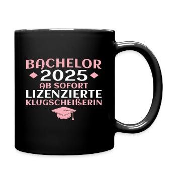 Bachelorprüfung bestanden Bachelor Abschluss 2025 - Tasse einfarbig - Schwarz - Rechts