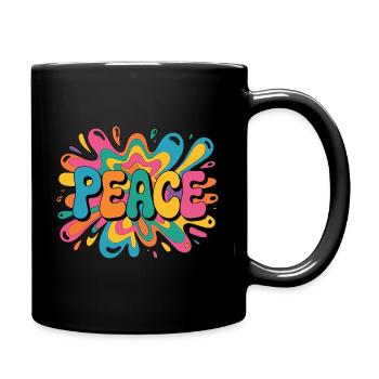 Peace 1960s psychedelic pop-art design - Tasse einfarbig - Schwarz - Rechts