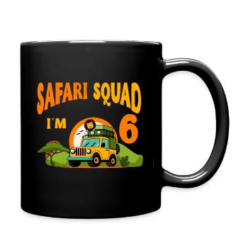 Safari Birthday Party - 6th Birthday Boy 6 Years - Full Colour Mug - black - Right