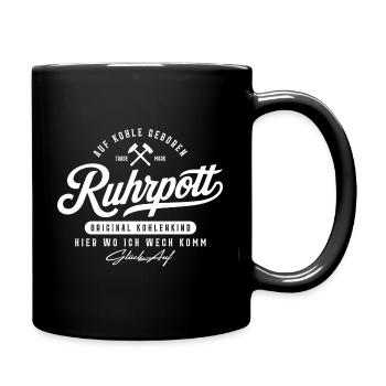 Ruhrpott Ruhrgebiet Typo Badge - Tasse einfarbig - Schwarz - Rechts