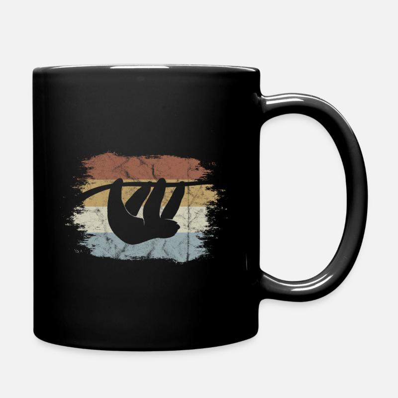 Retro vintage style sloth chilling gift - Full Colour Mug - black