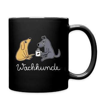 Wachhund trinkt Kaffee Koffein weckt müde Hunde - Tasse einfarbig - Schwarz - Rechts