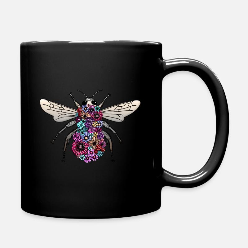 Bumblebee design - Bumblebee de fleurs colorées - Mug uni - noir