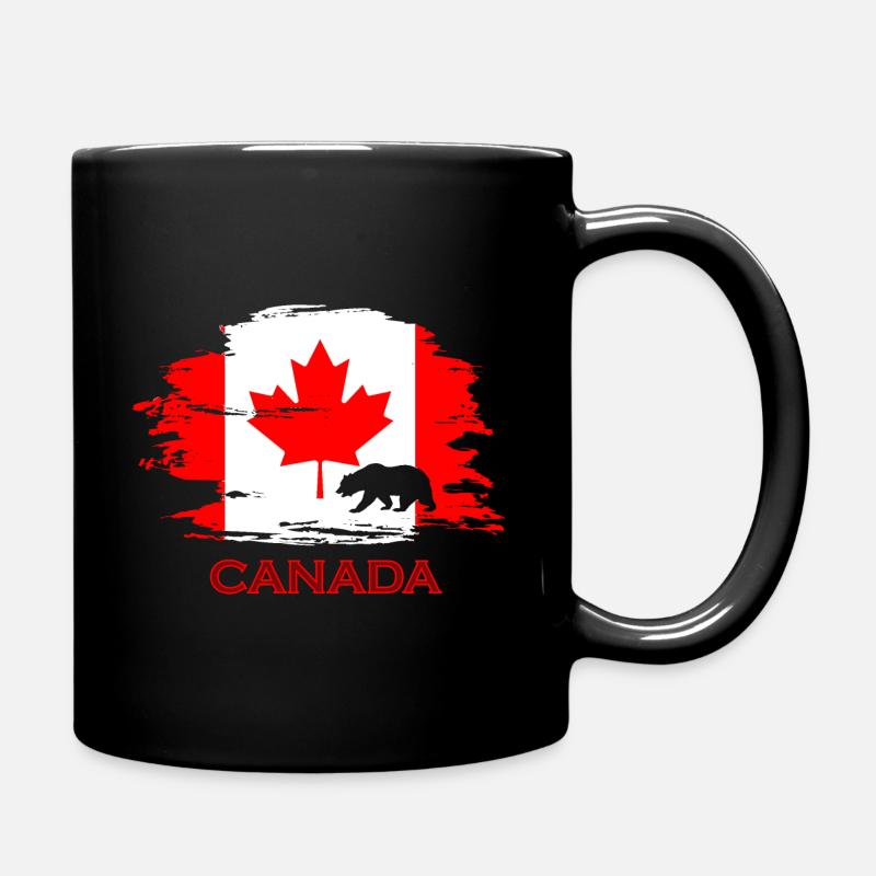 Canada Kanada Maple Leave Flag Flagge Bear - Tasse einfarbig - Schwarz