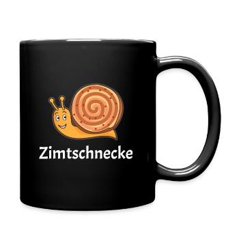 Zimtschnecke funny Schnecke lecker Zimt schleimig - Tasse einfarbig - Schwarz - Rechts