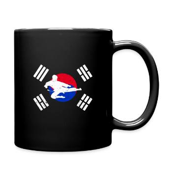 Combattant de Taekwondo avec le drapeau de la Corée du Sud - Mug uni - noir - Droite