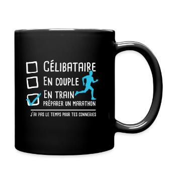 Cadeau coureur marathon humour marathonien running - Mug uni - noir - Droite
