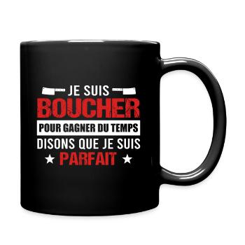 Boucher humour cadeau boucherie charcutier - Mug uni - noir - Droite