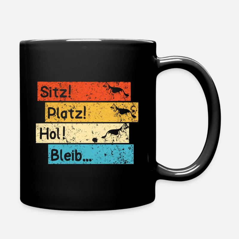 Sitz Platz Hol Bleib deutscher Schäferhund - Tasse einfarbig - Schwarz