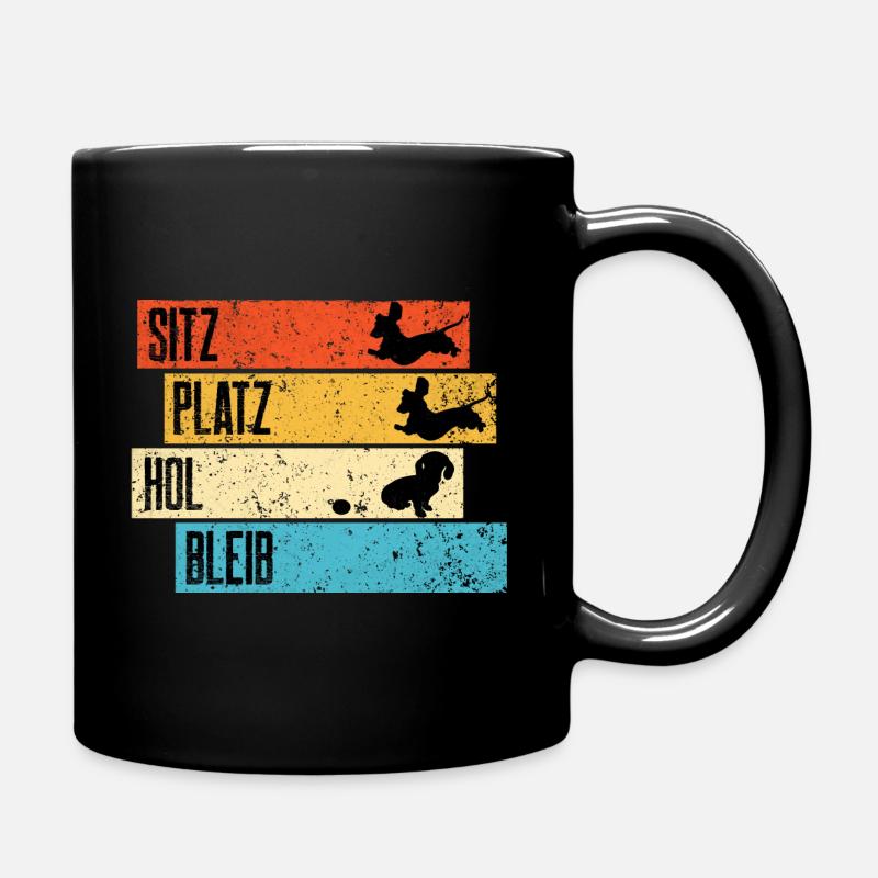 Retro Dackel Dachshund Teckel Witz - Tasse einfarbig - Schwarz