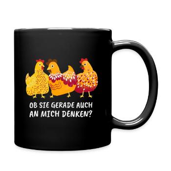 Hühner Chickens an mich denken - Tasse einfarbig - Schwarz - Rechts