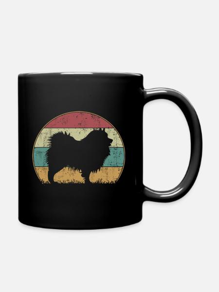 Wolfsspitz Hund Vintage Retro Style Silhouette - Tasse einfarbig - Schwarz