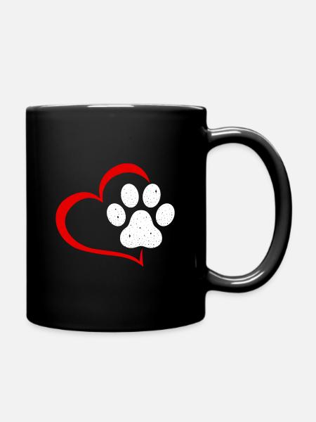 Hundepfote Herz Hundeliebhaber Hundeliebe Dog - Tasse einfarbig - Schwarz