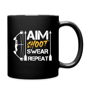 Aim Shoot Swear Repeat Archery Gift Hobby - Full Colour Mug - black - Right