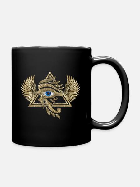 Egyptian Eye of Horus - Wadjet Ornament - Full Colour Mug - black