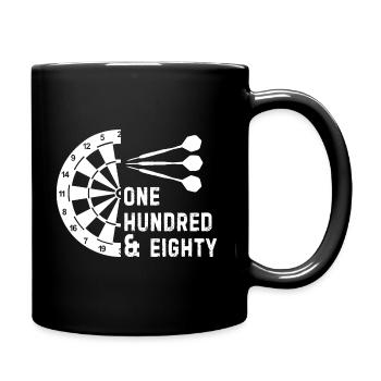 One hundred and eighty Wurfspieß Darts Dartspieler - Tasse einfarbig - Schwarz - Rechts