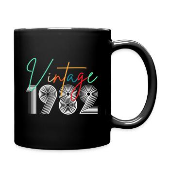 Vintage 1982 Geburtstag - Tasse einfarbig - Schwarz - Rechts