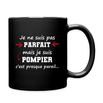 pas parfait mais pompier | cadeau marrant - Mug uni - noir - Droite