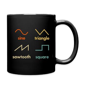 Sine Triangle Sawtooth square Synthesizer Music - Full Colour Mug - black - Right