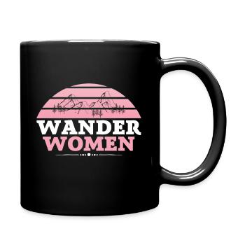 Wander Woman Berge Bergsteigen Wandern Spruch - Tasse einfarbig - Schwarz - Rechts
