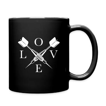 Darts Love Darten Dartsport Geschenkidee - Tasse einfarbig - Schwarz - Rechts