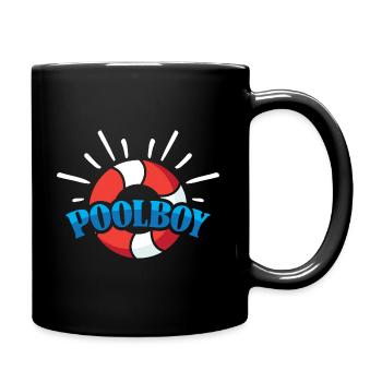Pool Boy Bademeister Schwimmmeister - Tasse einfarbig - Schwarz - Rechts