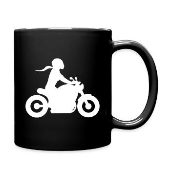 Motorradfahrerin Chopper Frau Motorrad Dame - Tasse einfarbig - Schwarz - Rechts