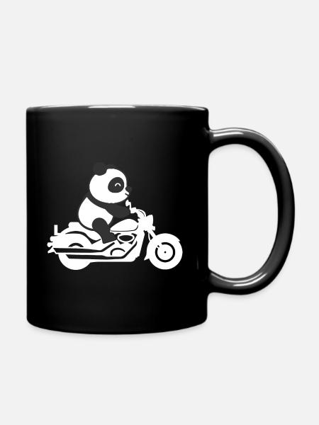 Panda Motorrad Biker Pandabär Motorradfahrer - Tasse einfarbig - Schwarz