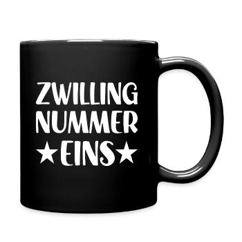 Zwilling Nummer eins Zwillinge - Tasse einfarbig - Schwarz - Rechts